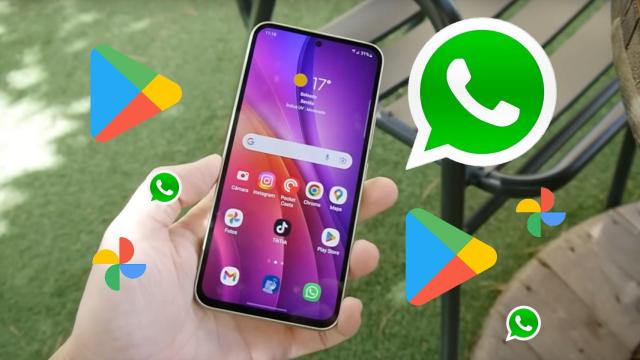 Móvil Android con iconos de aplicaciones alrededor