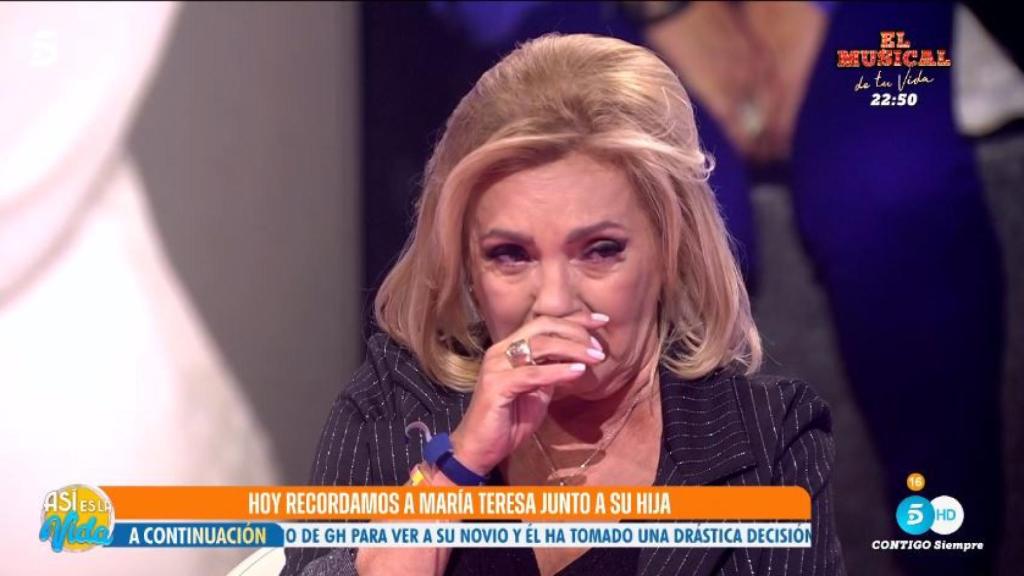 Carmen Borrego, muy emocionada en 'Así es la vida', este miércoles 20 de septiembre.