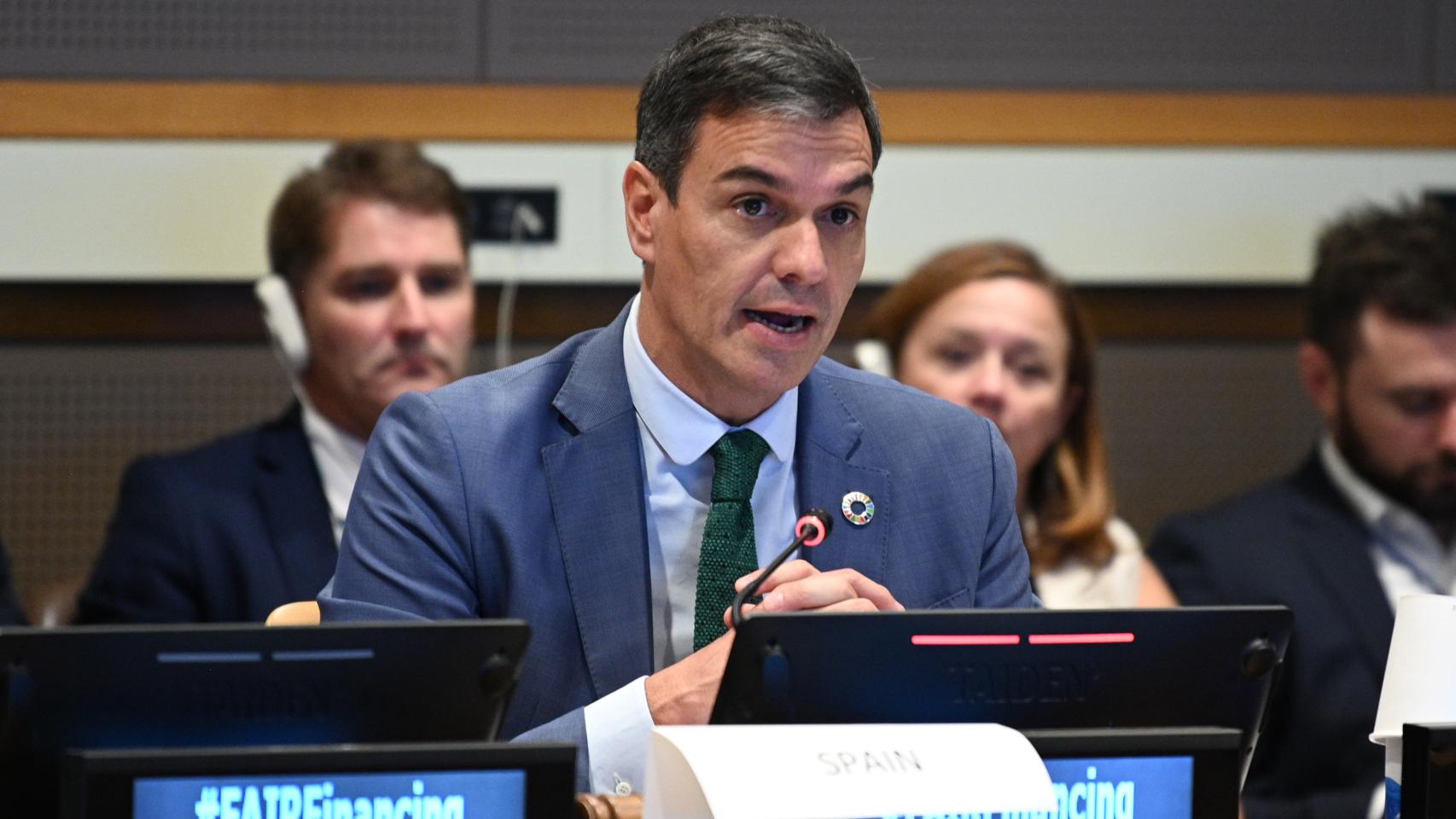 El presidente del Gobierno, Pedro Sánchez, este martes en Nueva York durante una intervención en la ONU.