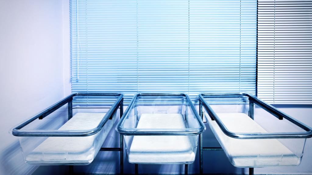 Imagen de archivo de un nido de hospital vacío.