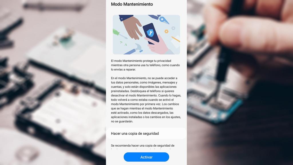 El modo mantenimiento en un Samsung Galaxy