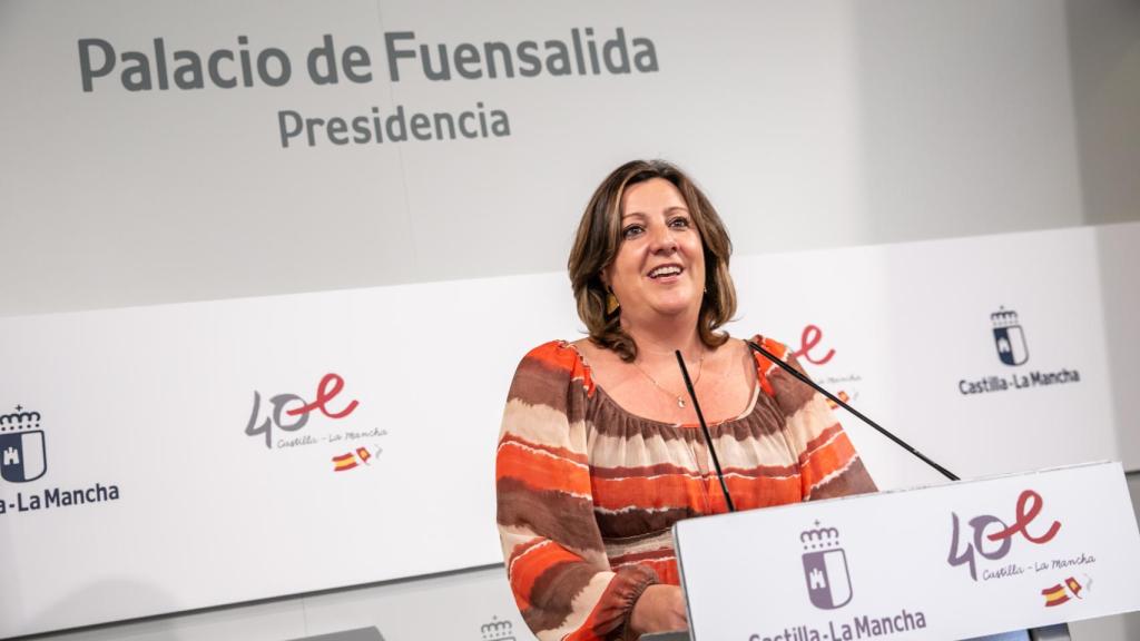 Patricia Franco, consejera de Economía, Empleo y Empresas de Castilla-La Mancha, este jueves en rueda de prensa