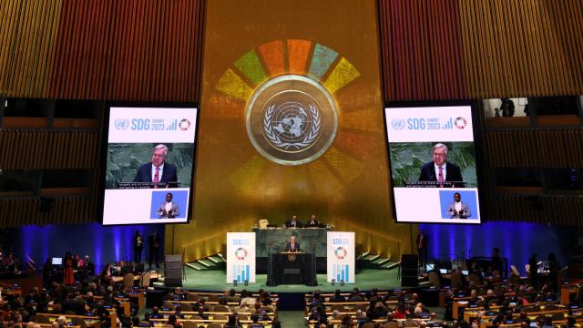 El secretario general de Naciones Unidas, António Guterres, durante la sesión dedicada a los ODS de la cumbre de alto nivel de la Asamblea General. Mike Segar Reuters Nueva York