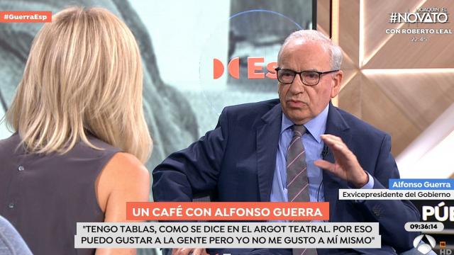 El exvicepresidente del Gobierno Alfonso Guerra en 'Espejo Público' este jueves.