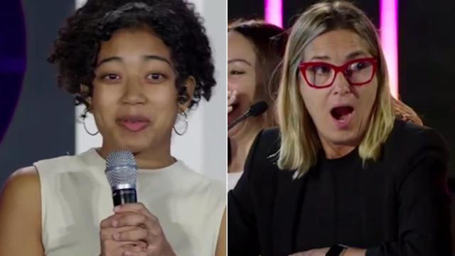 Capturas de las caras de la aspirante y de Noemí Galera en el vídeo viral.