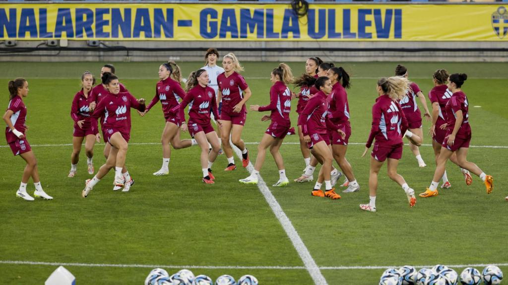 Las jugadoras españolas, durante el entrenamiento.