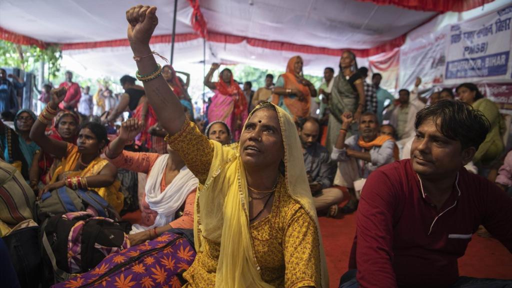 Imagen de archivo de una protesta feminista en Jantar Mantar.