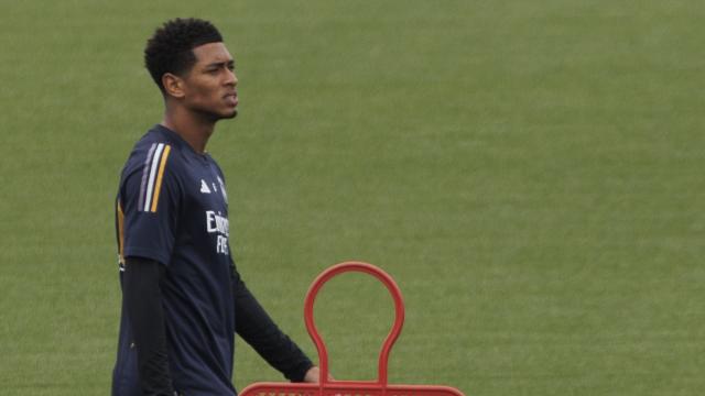 Bellingham, durante un entrenamiento del Real Madrid.