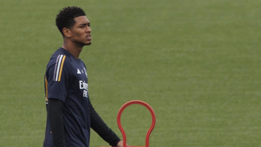 Bellingham, durante un entrenamiento del Real Madrid.