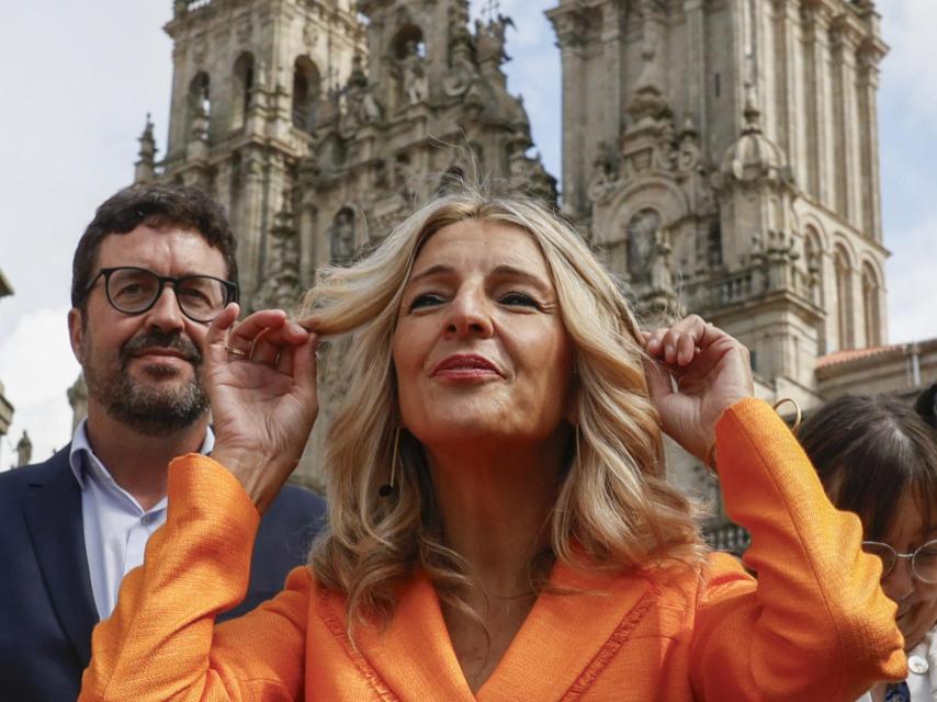 La vicepresidenta segunda en funciones, Yolanda Díaz, este viernes en Santiago de Compostela.