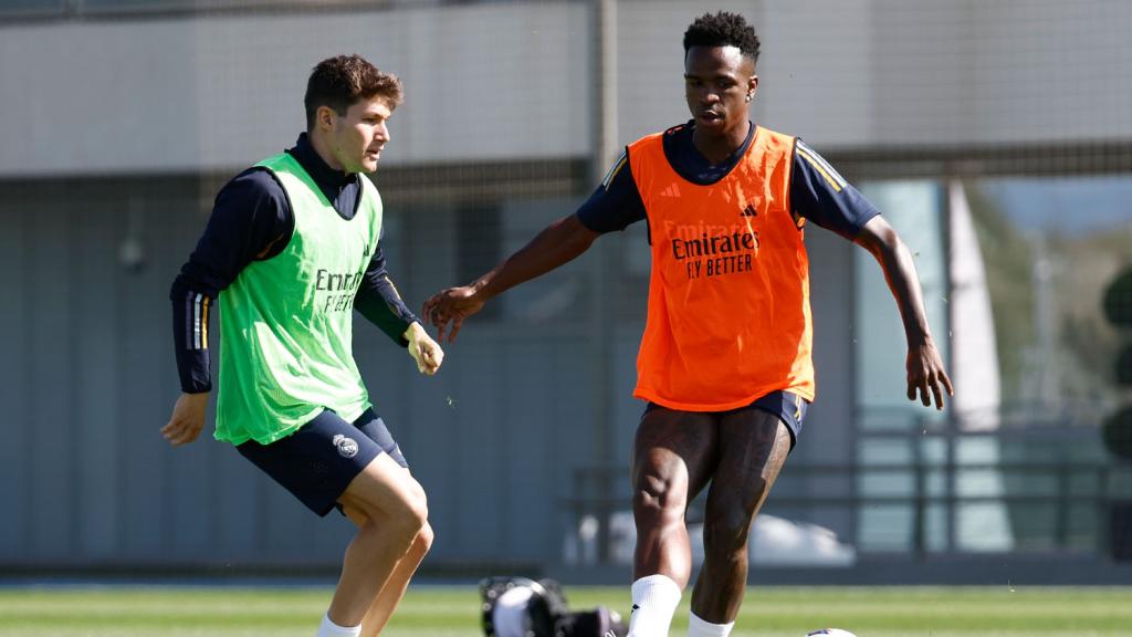 Vinicius, durante un entrenamiento del Real Madrid