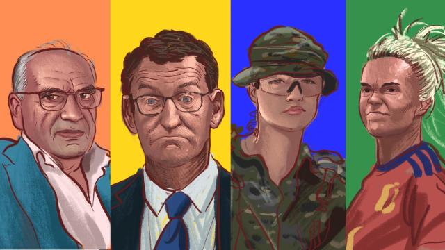 Alfonso Guerra, Alberto Núñez Feijóo, Leonor de Borbón y Mapi León.