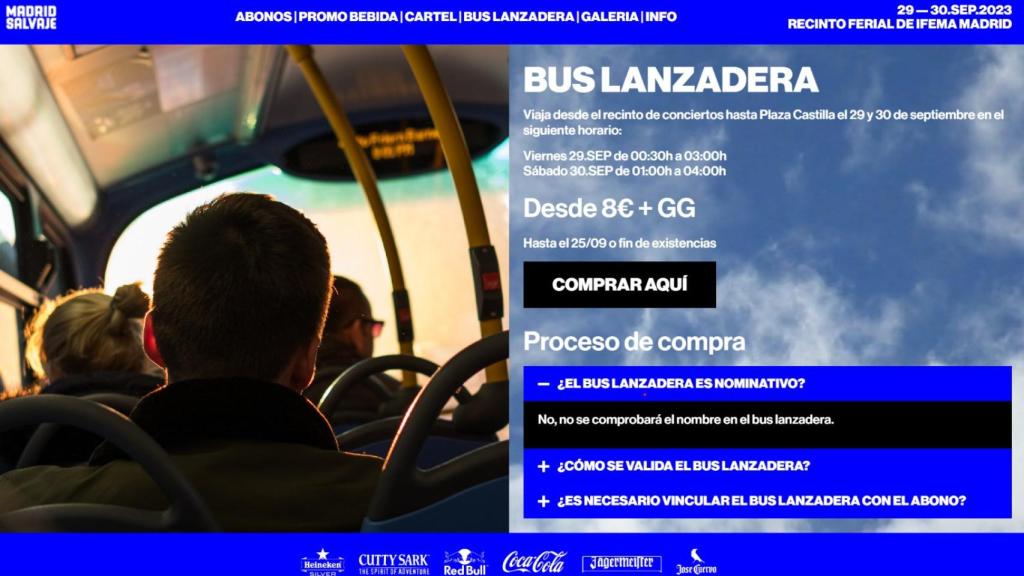 Venta de tickets para el 'bus lanzadera' de Madrid Salvaje.