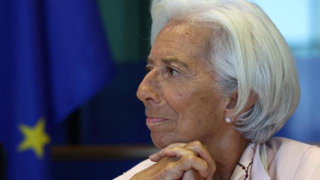 La presidenta del BCE, Christine Lagarde, durante su comparecencia de este lunes en la Eurocámara