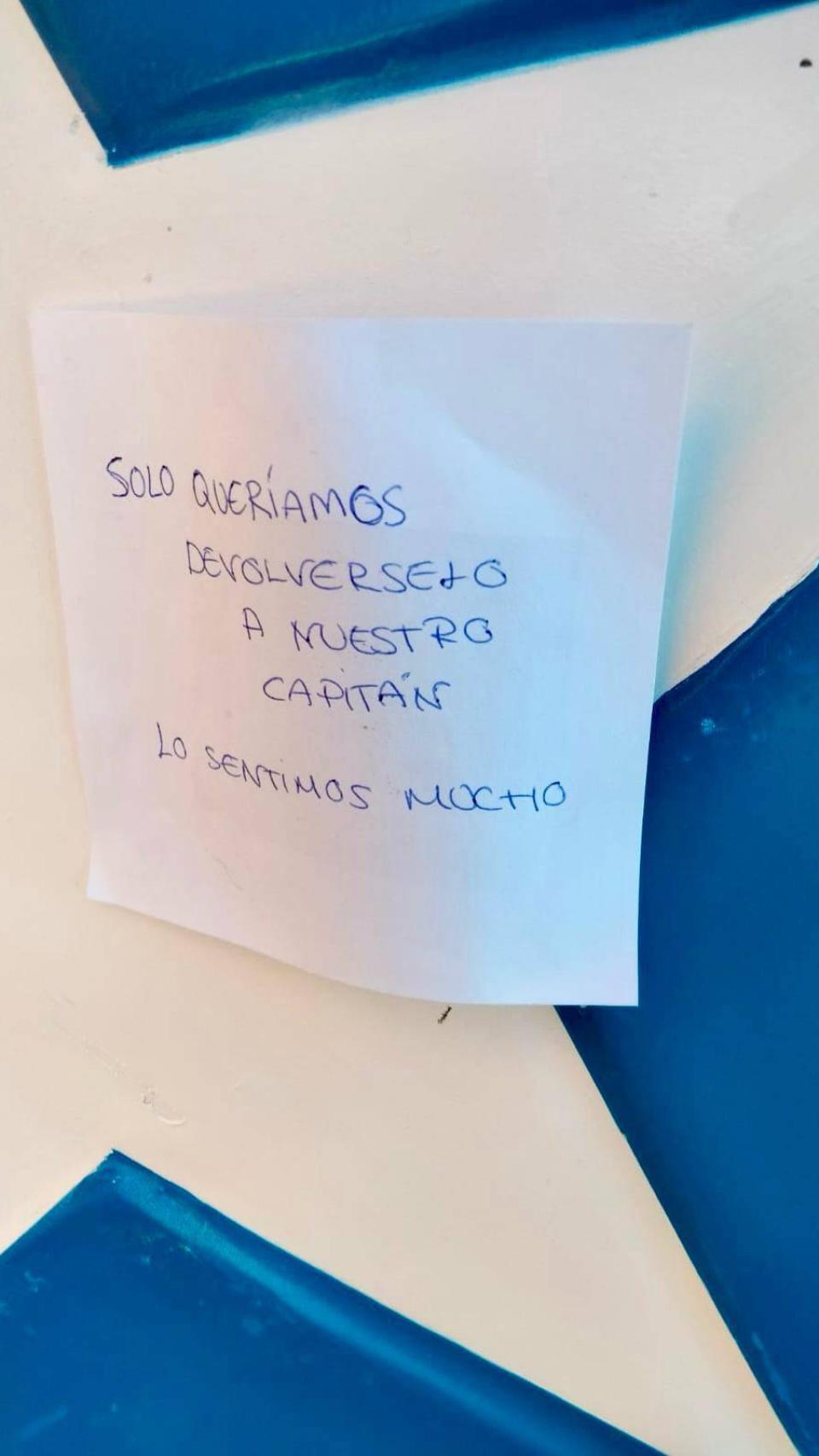 Nota que ha aparecido junto al escudo del Capitán América robado en Valladolid