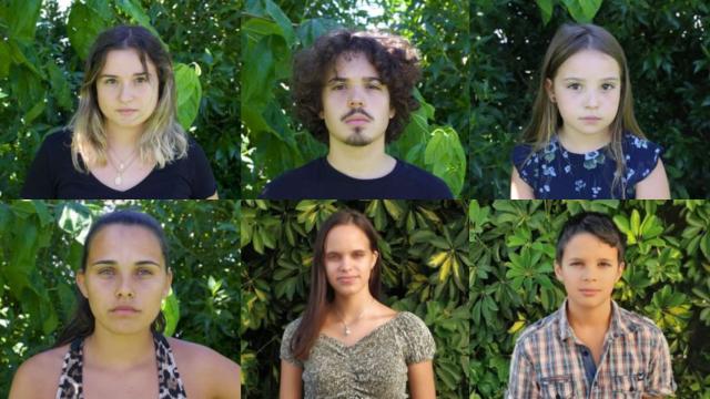 De izda. a dcha., Cláudia Agostinho (24), Martim Agostinho (20), Mariana Agostinho (11), Catarina Mota (23), Sofia Oliveira (18) y André Oliveira (15).