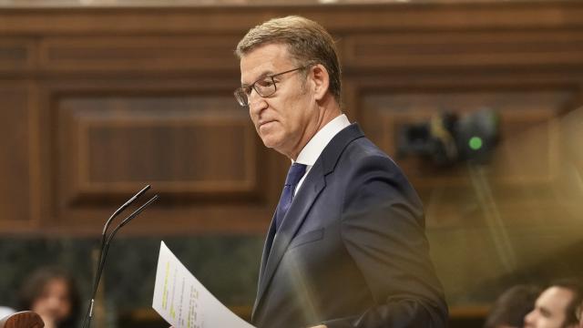 Alberto Núñez Feijóo, líder del PP, este martes en el Congreso.