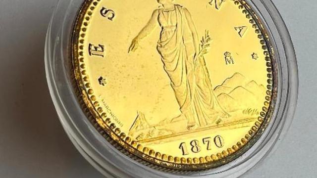 Una moneda de 100 pesetas de 1870