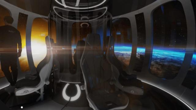 Una infografía de cómo se vería el planeta desde dentro de la cápsula de Halo Space.