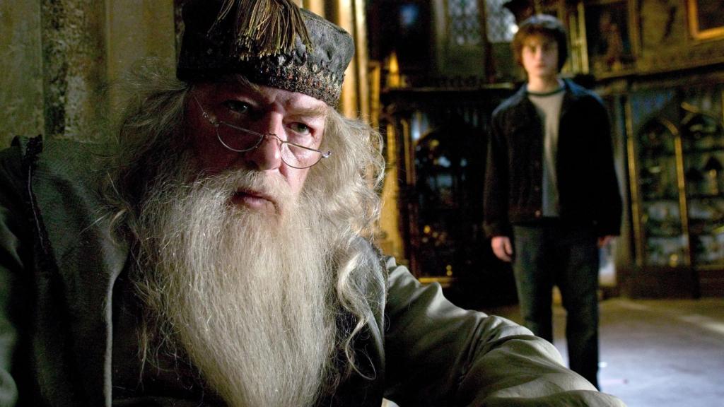 Michael Gambon interpretando a Dumbledore en 'Harry Potter'.