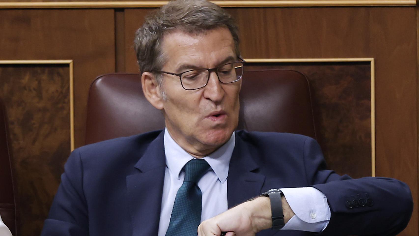 Alberto Núñez Feijóo, líder del PP, este viernes, durante su debate de investidura.