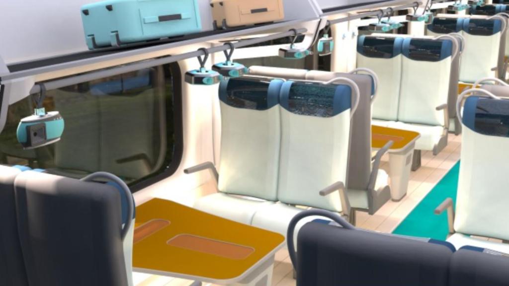 Varios dispositivos Loopy instalados en un vagón de tren.