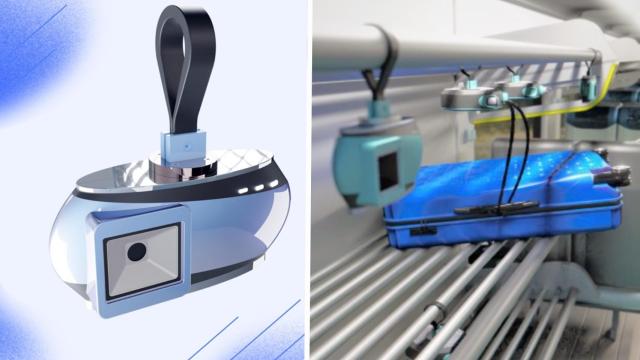 El invento Loopy (izqda) y en uso con una maleta (dcha).