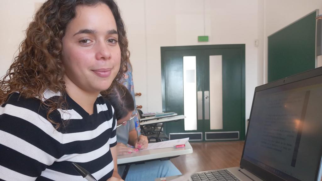 Raquel,  en una imagen cedida durante una jornada lectiva en su universidad.