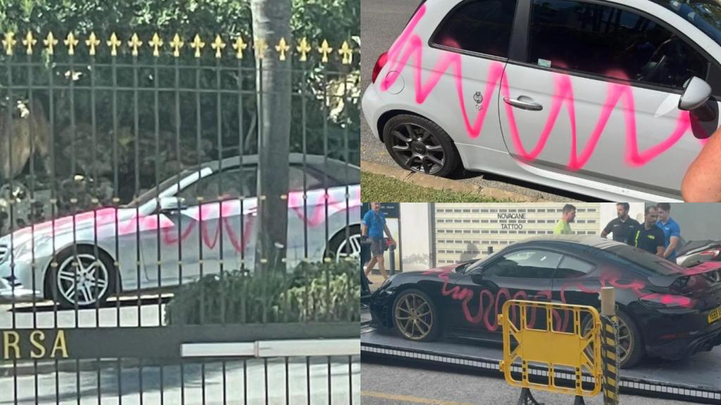 Algunos vehículos afectados por el vandalismo.