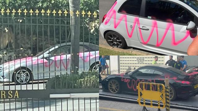 Algunos vehículos afectados por el vandalismo.