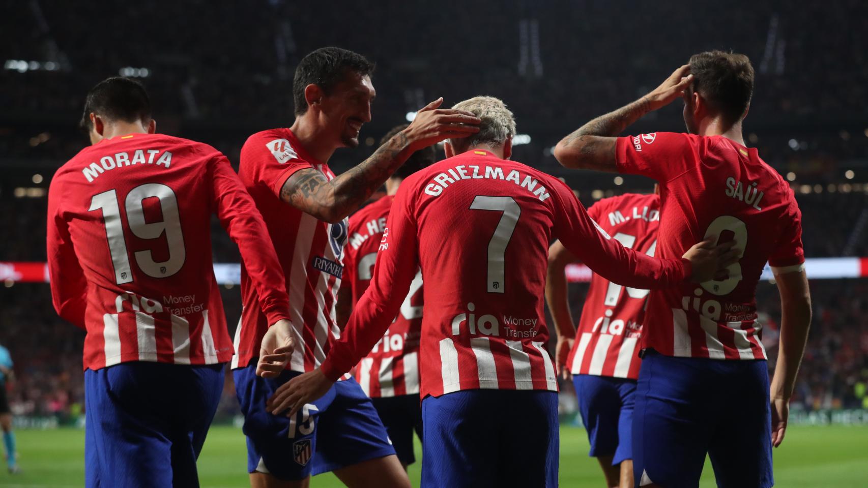 Los jugadores del Atlético de Madrid celebran un gol en La Liga