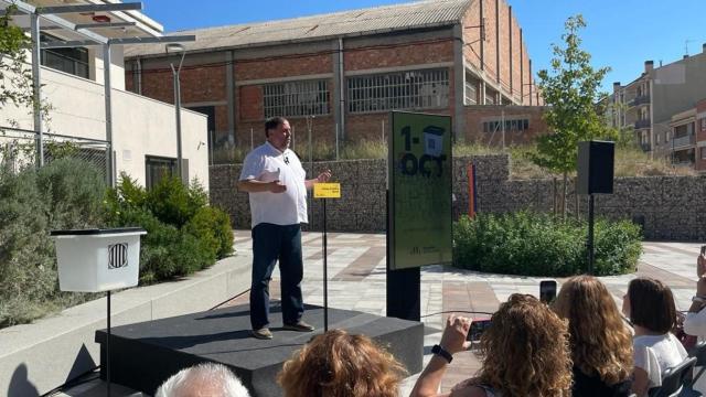 Oriol Junqueras en el acto en Igualada