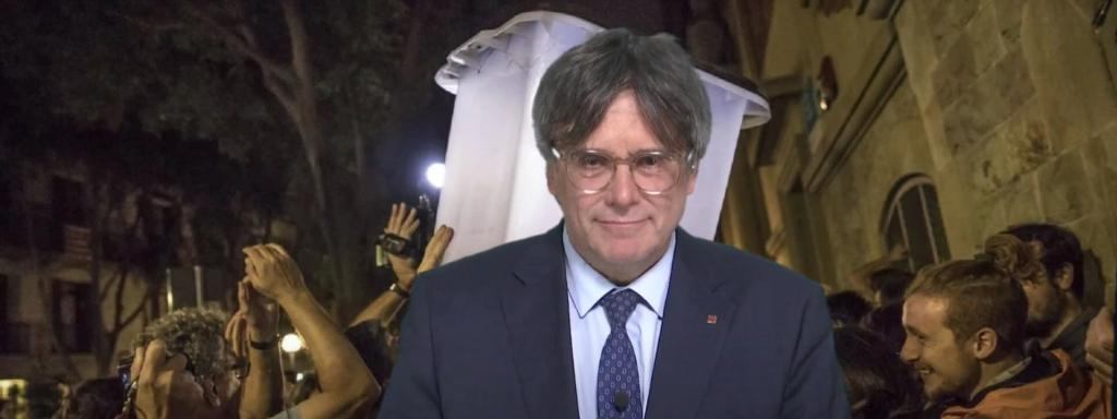 Carles Puigdemont, durante su comparecencia en la concentración.