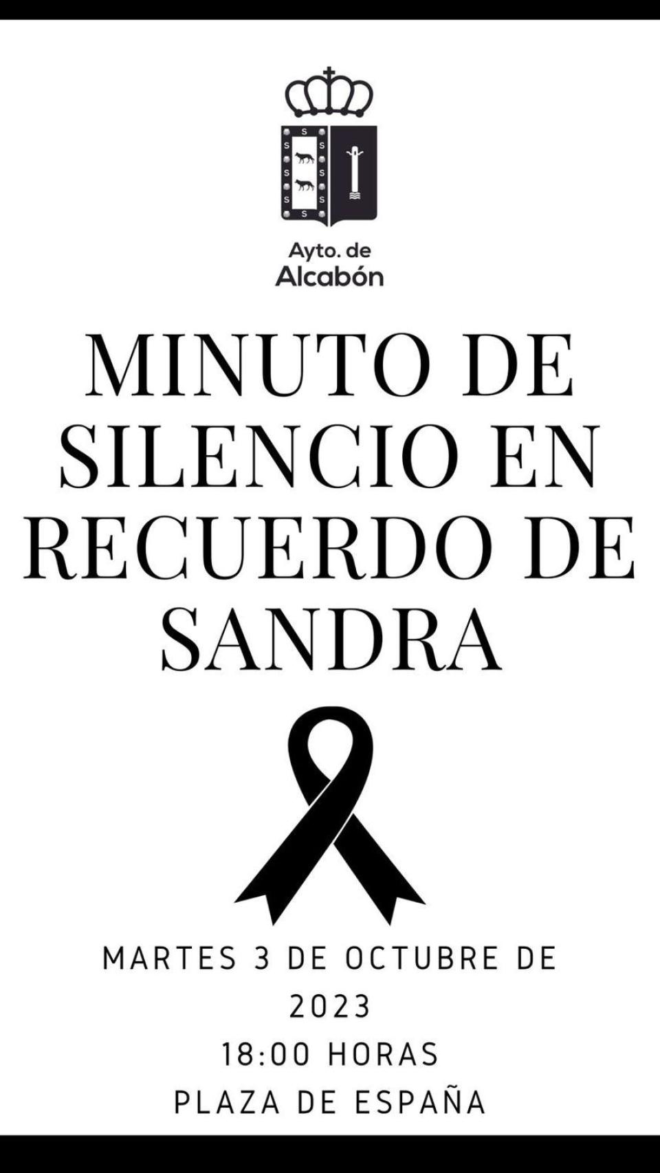 Convocatorio de un minuto de silencio en recuerdo de Sandra