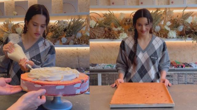 Así es el divertido postre que ha cocinado Rosalía por su cumpleaños.