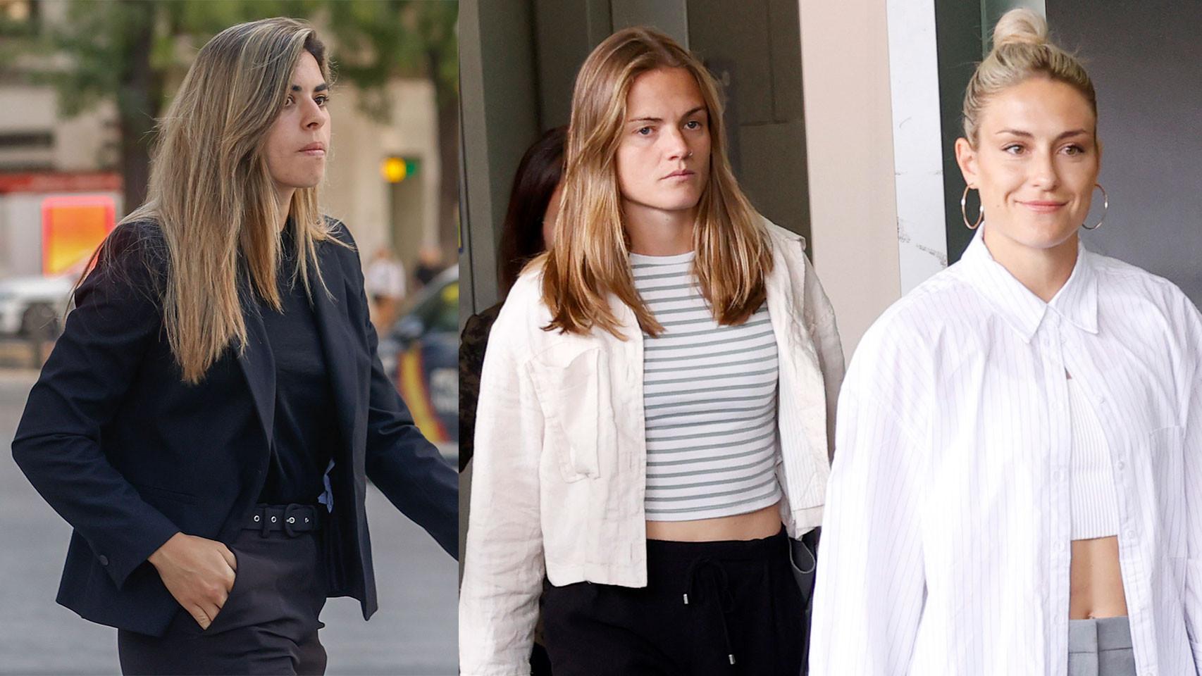 Misa Rodríguez, Irene Paredes y Alexia Putellas entrando a declarar por el caso Rubiales