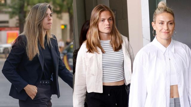 Misa Rodríguez, Irene Paredes y Alexia Putellas entrando a declarar por el caso Rubiales