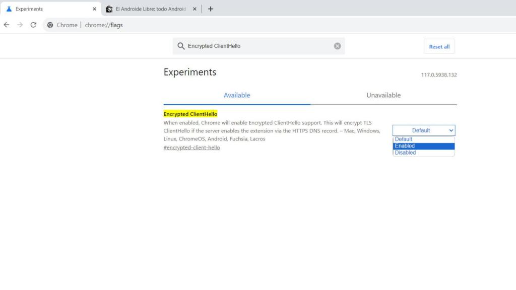 Cómo activar ECH en Google Chrome
