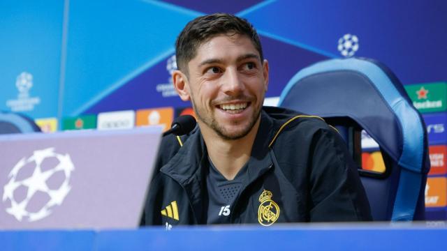 Fede Valverde, durante la rueda de prensa.