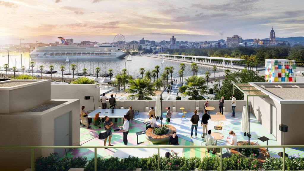Terraza del futuro centro de ciberseguridad de Google en Málaga.