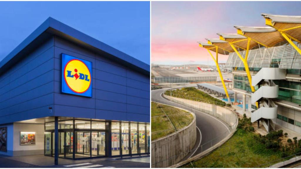 Un supermercado Lidl y el aeropuerto Adolfo Suárez Madrid-Barajas