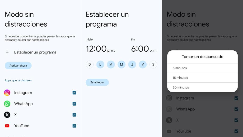 Modo sin distracciones