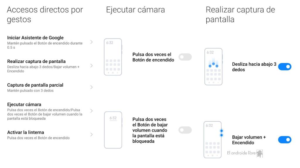 Gestos ocultos de MIUI