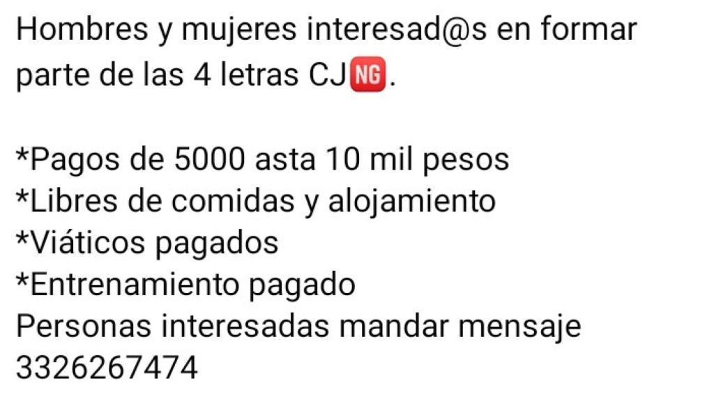 Un anuncio de Facebook de la empresa de las cuatro letras ofrece hasta 10.000 pesos (532 euros) mensuales.