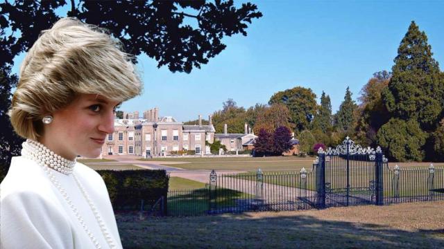 Diana de Gales junto a su casa de la infancia, en un montaje de JALEOS.