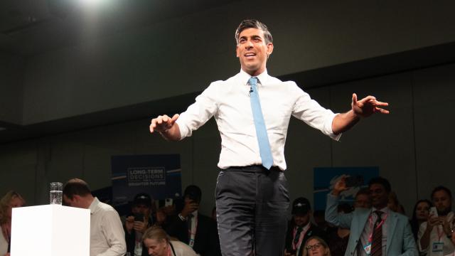 El primer ministro Rishi Sunak, el domingo en la reunión que el Partido Conservador celebra en Manchester.
