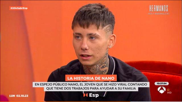 Nano durante la entrevista que le hizo Susanna Griso.