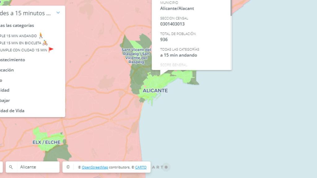 La ciudad de Alicante, según el mapa de Data Centric.