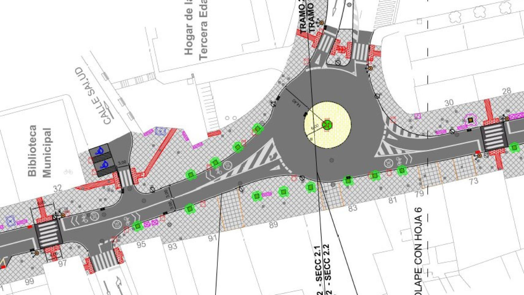 Plano de la futura rotonda en la subida de la cuesta del Bolón