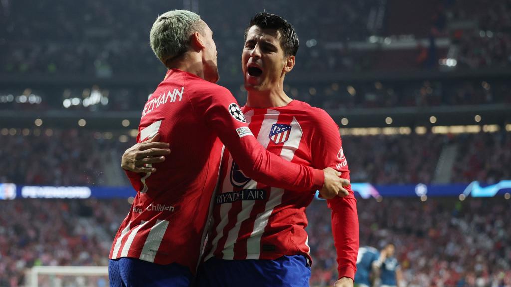 Morata celebra su doblete con Griezmann